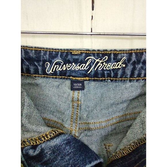 Universal Thread Blue Jean Shorts Denim Cut Off High Rise Ripped Frayed Size 10 - Picture 4 of 8